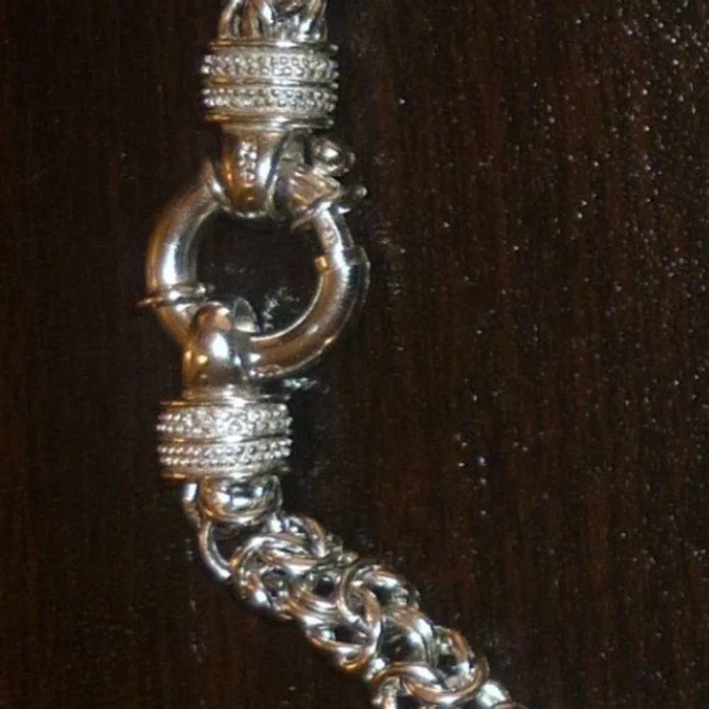 Silver Plated Byzantine Chain Necklace Chunky Rope Link Spring Ring Clasp 16
